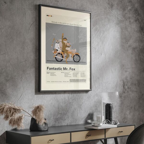 Mid-century modern style Fantastic Mr. Fox movie poster art print