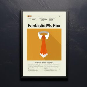 Vintage mid-century modern Fantastic Mr. Fox movie poster artwork
