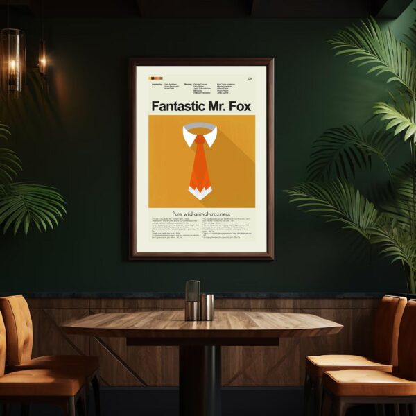 Vintage mid-century modern Fantastic Mr. Fox movie poster artwork