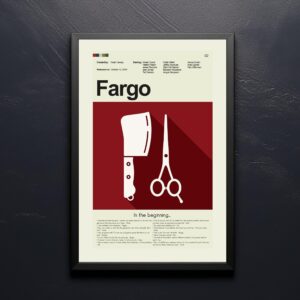 Mid-century modern Fargo movie poster with 20th century design elements