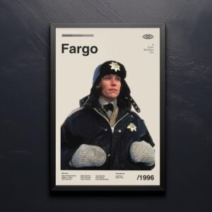 Mid-century modern Fargo movie graphic poster with bold vintage design