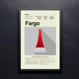 Mid-century modern Fargo movie poster with minimalist design
