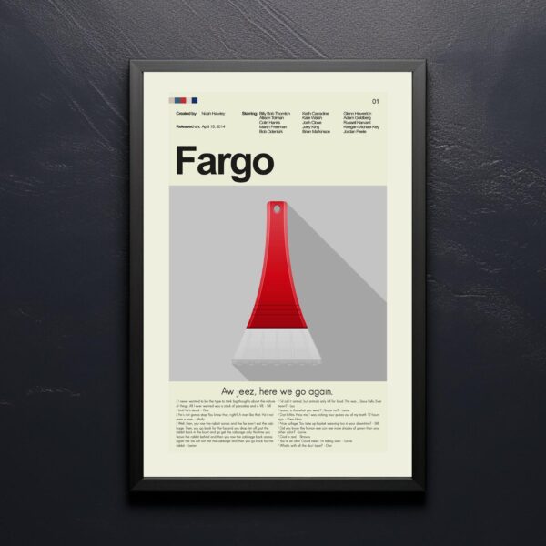 Mid-century modern Fargo movie poster with minimalist design