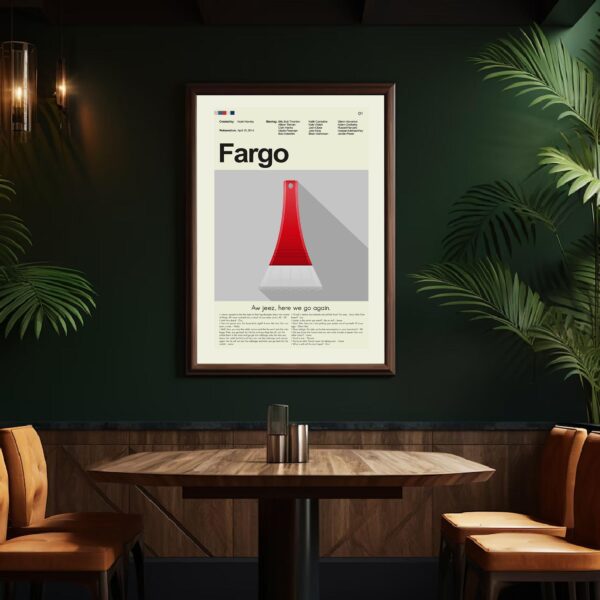 Mid-century modern Fargo movie poster with minimalist design