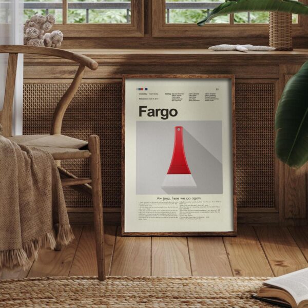 Mid-century modern Fargo movie poster with minimalist design