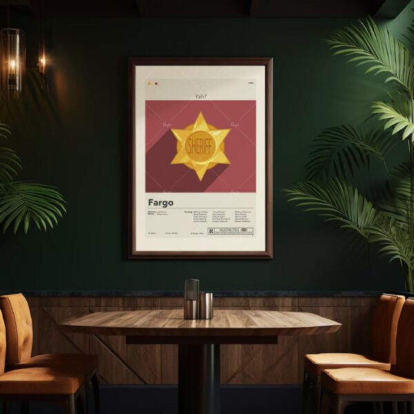 Mid-century modern style Fargo movie poster with retro design elements
