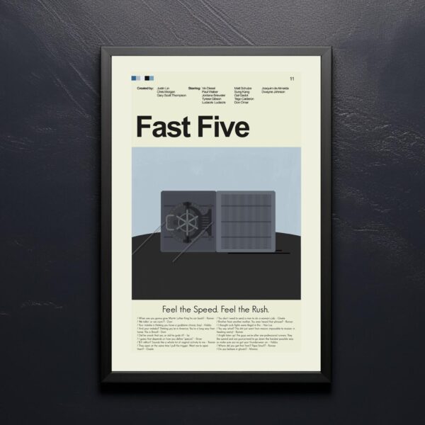Fast Five movie poster in mid-century modern style art design