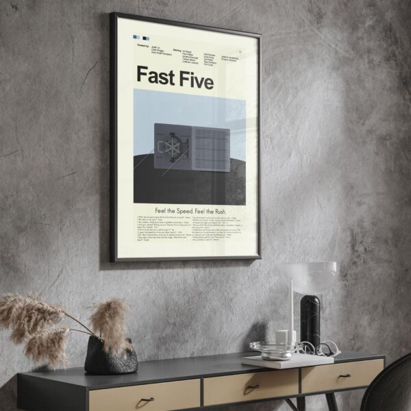 Fast Five movie poster in mid-century modern style art design