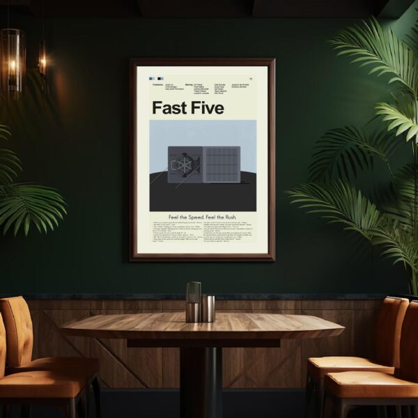 Fast Five movie poster in mid-century modern style art design