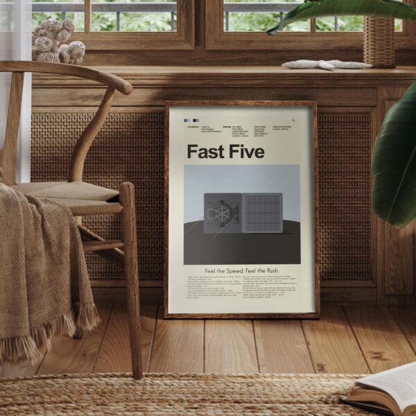 Fast Five movie poster in mid-century modern style art design