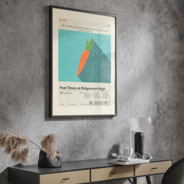 Mid-century modern style poster of Fast Times at Ridgemont High movie