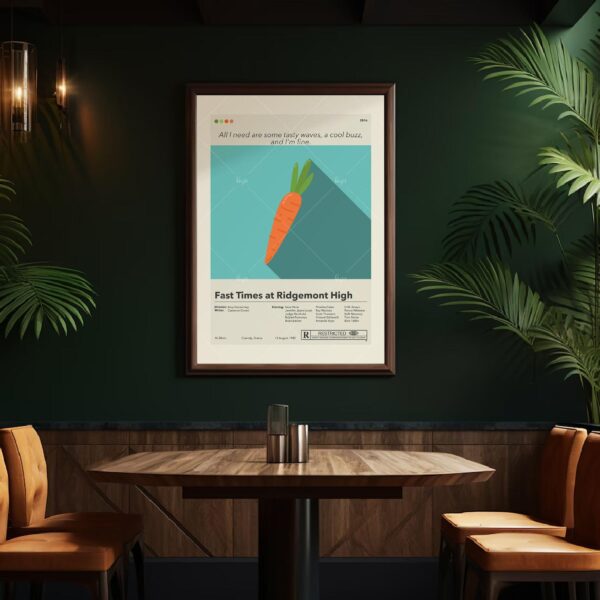 Mid-century modern style poster of Fast Times at Ridgemont High movie