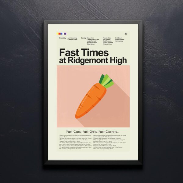 Mid-century modern style poster of Fast Times at Ridgemont High movie