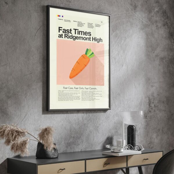 Mid-century modern style poster of Fast Times at Ridgemont High movie