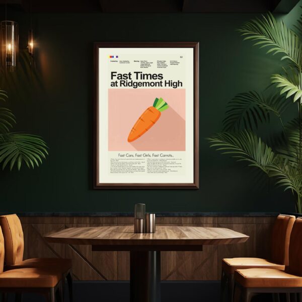 Mid-century modern style poster of Fast Times at Ridgemont High movie