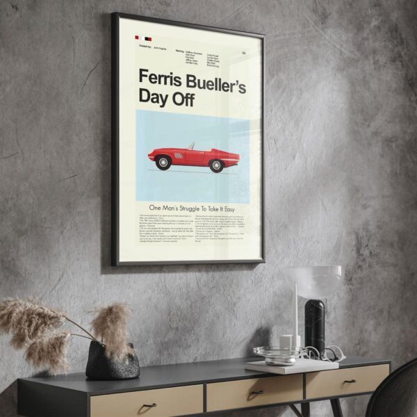 Mid-century modern style poster of Ferris Bueller's Day Off movie