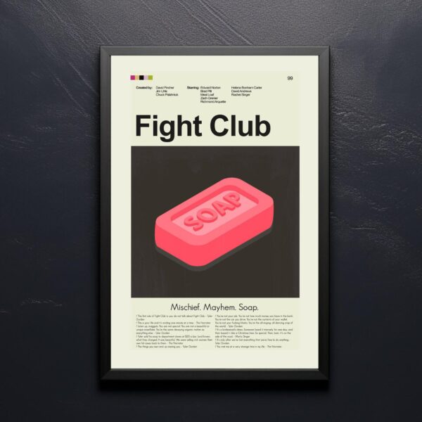 Mid-century modern style Fight Club movie poster with retro design elements