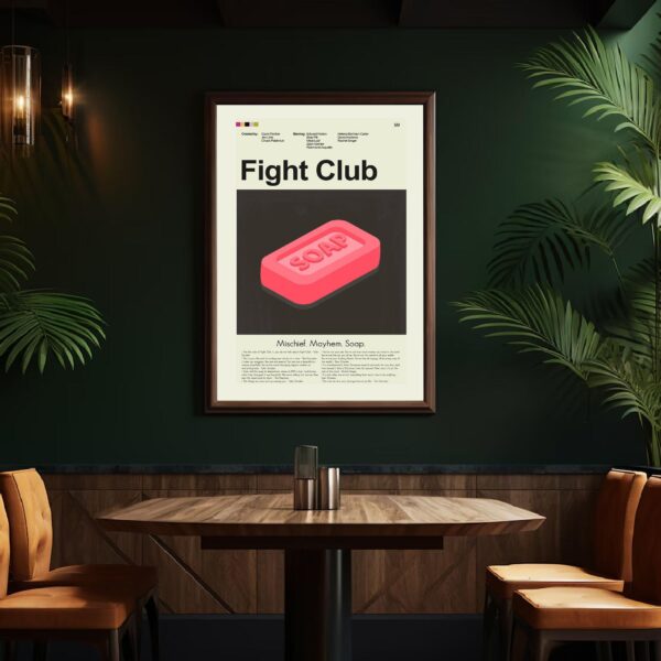 Mid-century modern style Fight Club movie poster with retro design elements