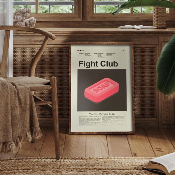 Mid-century modern style Fight Club movie poster with retro design elements