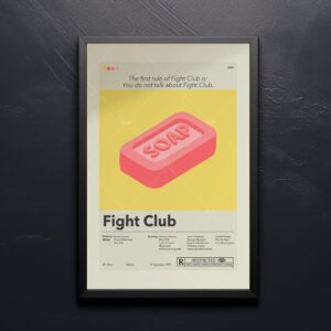 Mid-century modern Fight Club movie poster art with bold graphic design