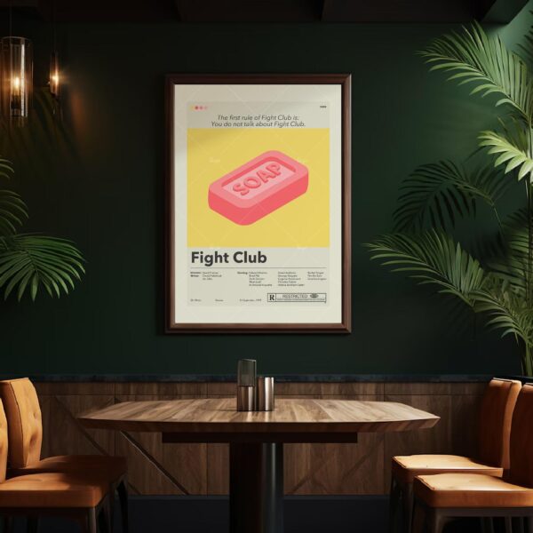 Mid-century modern Fight Club movie poster art with bold graphic design