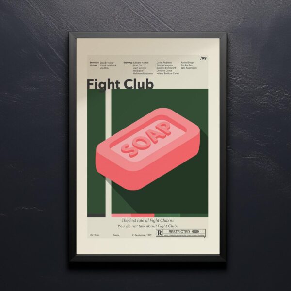 Mid-century modern style Fight Club movie poster with minimalist design