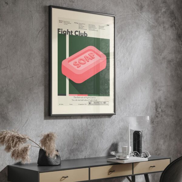 Mid-century modern style Fight Club movie poster with minimalist design