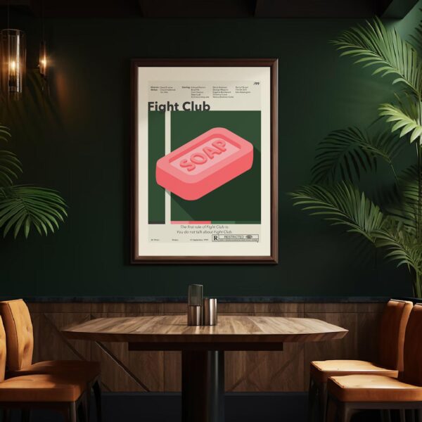 Mid-century modern style Fight Club movie poster with minimalist design