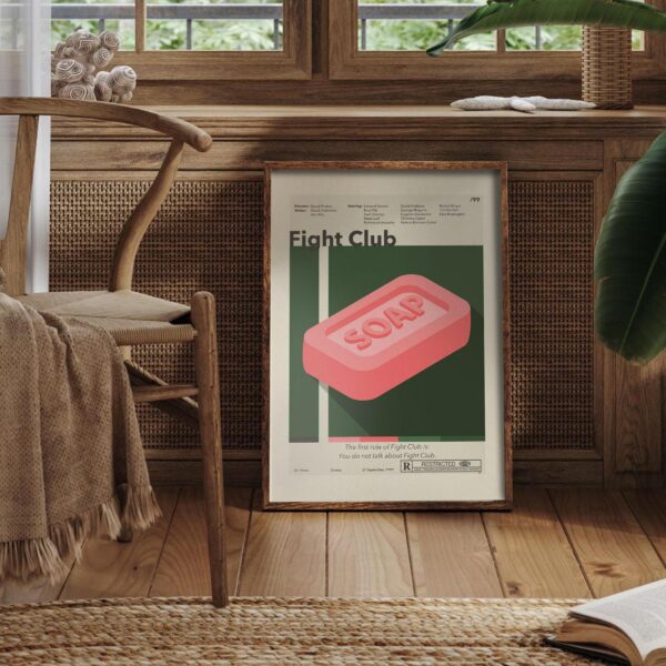 Mid-century modern style Fight Club movie poster with minimalist design