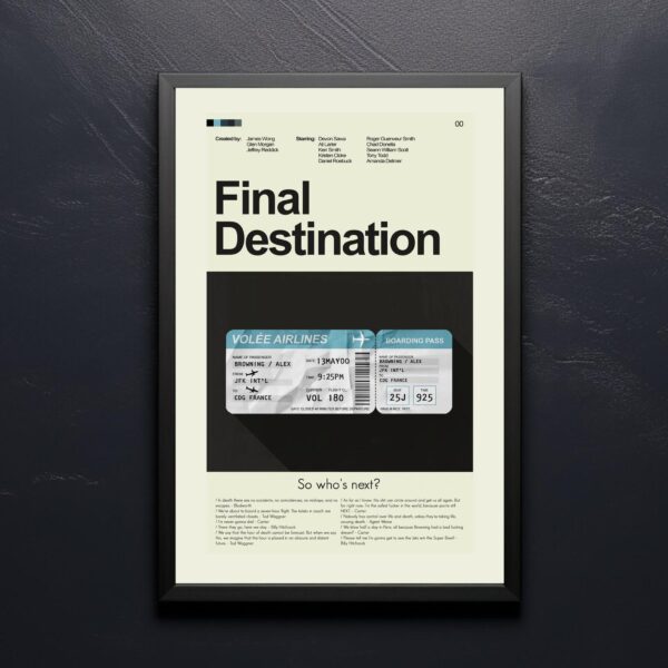 Mid-century modern Final Destination movie poster with graphic design elements