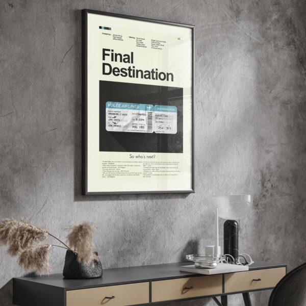 Mid-century modern Final Destination movie poster with graphic design elements