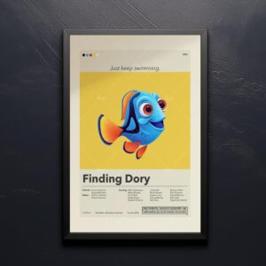 Mid-century modern style Finding Dory movie poster graphic design