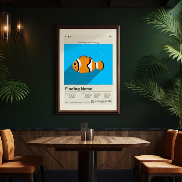 Finding Nemo mid-century modern style movie poster by 20th Century Studios