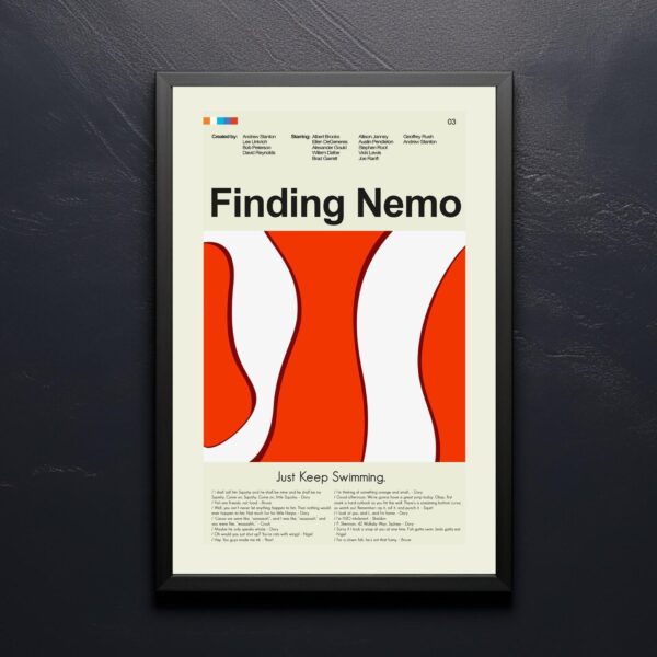 Mid-century modern style Finding Nemo movie poster art