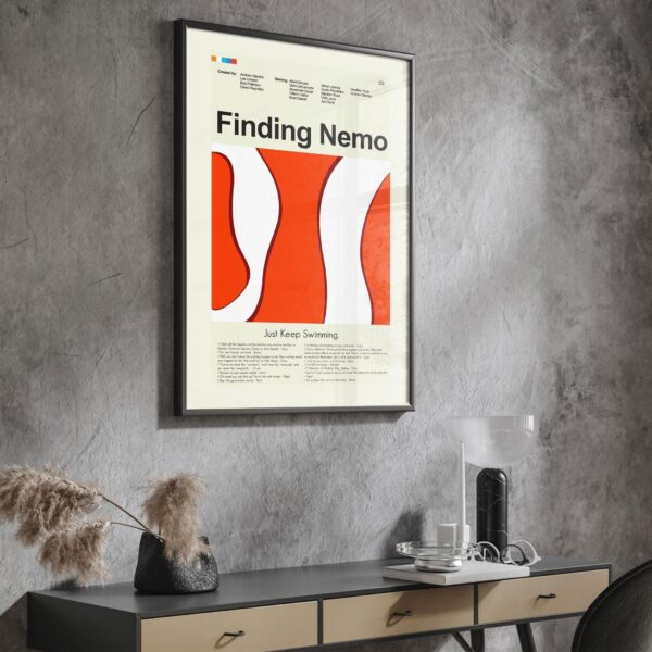 Mid-century modern style Finding Nemo movie poster art
