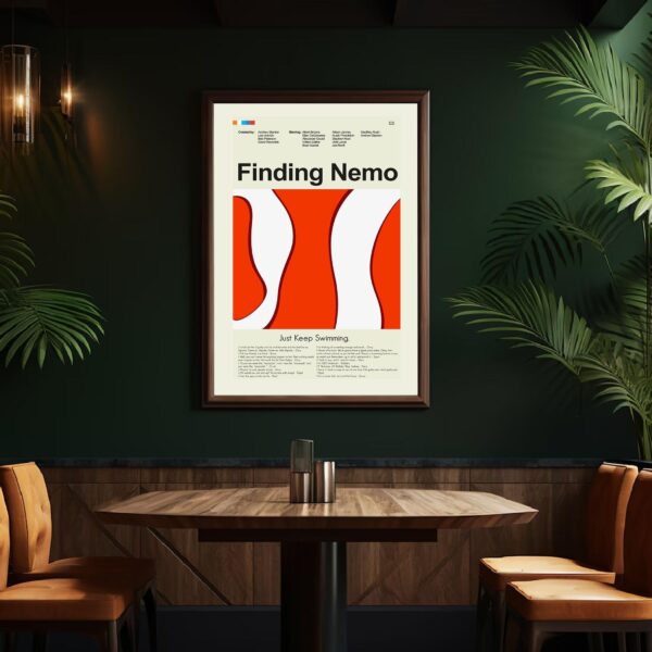 Mid-century modern style Finding Nemo movie poster art