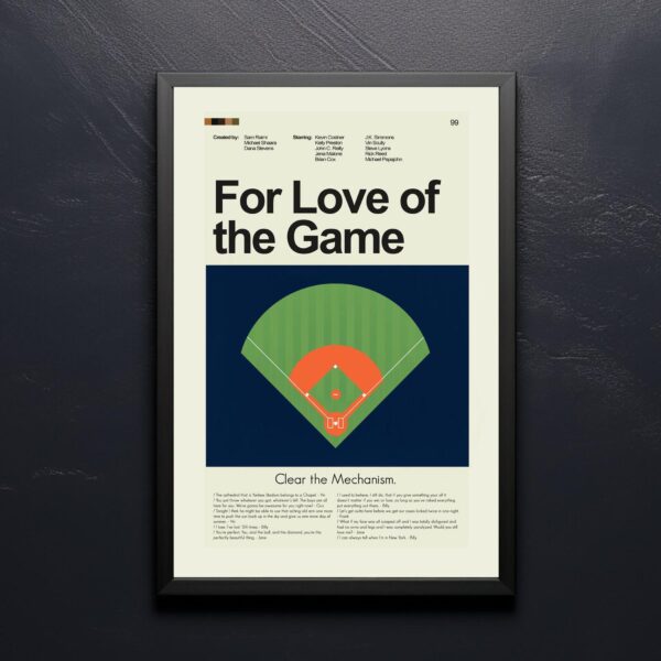Mid-century modern For Love of the Game movie wall art poster