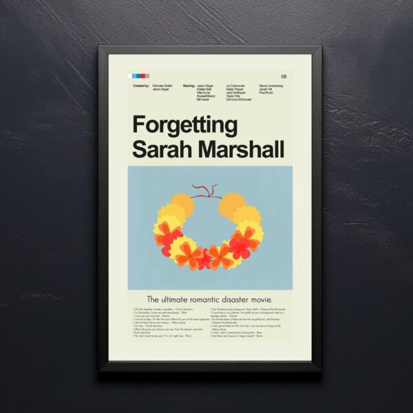 Forgetting Sarah Marshall movie poster in mid-century modern style