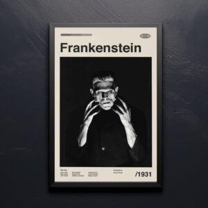 Vintage mid century modern Frankenstein movie poster art