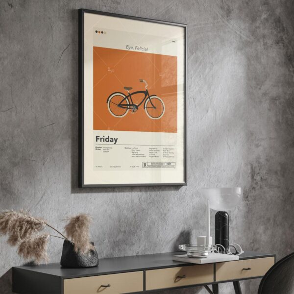 Vintage mid-century modern Friday movie poster with bold typography and colors
