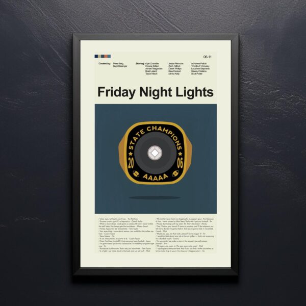 Large mid-century modern Friday Night Lights movie poster