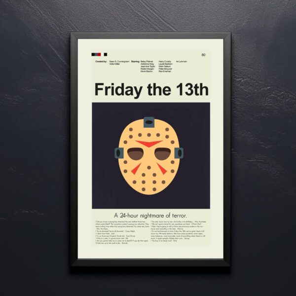 Mid-century modern Friday the 13th movie poster design from the 20th century