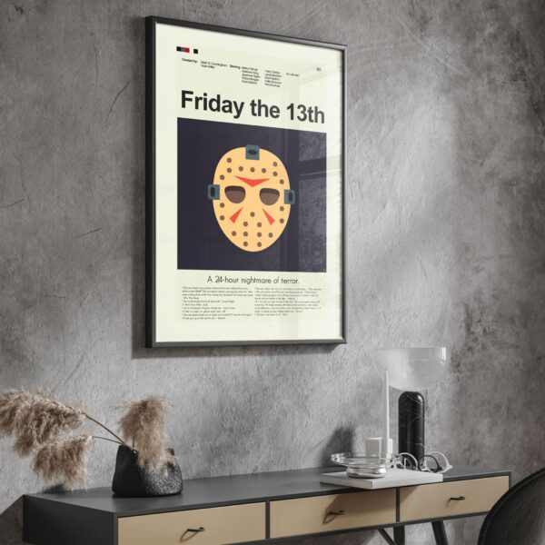Mid-century modern Friday the 13th movie poster design from the 20th century