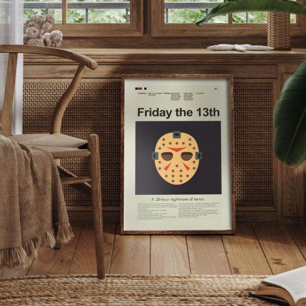 Mid-century modern Friday the 13th movie poster design from the 20th century