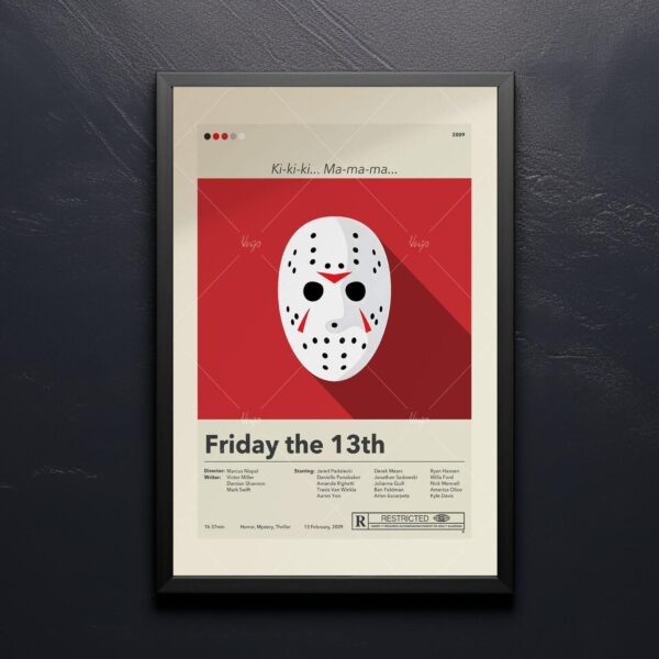 Mid-century modern Friday the 13th movie poster with minimalist design