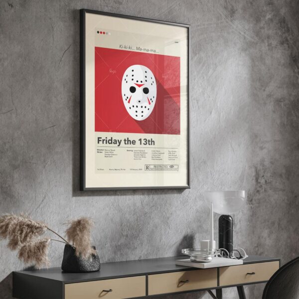 Mid-century modern Friday the 13th movie poster with minimalist design