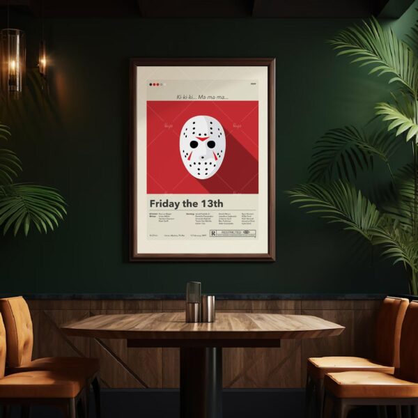 Mid-century modern Friday the 13th movie poster with minimalist design