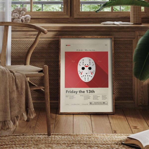 Mid-century modern Friday the 13th movie poster with minimalist design