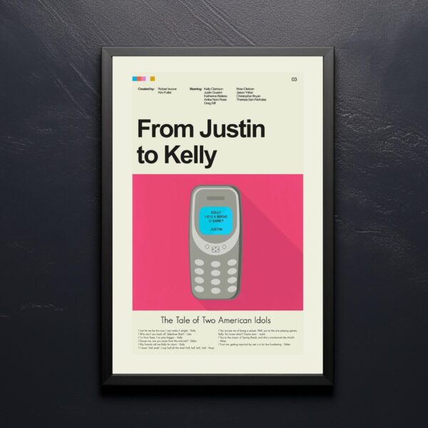 From Justin to Kelly movie poster with mid-century modern design style