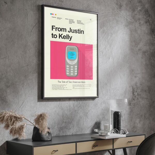 From Justin to Kelly movie poster with mid-century modern design style